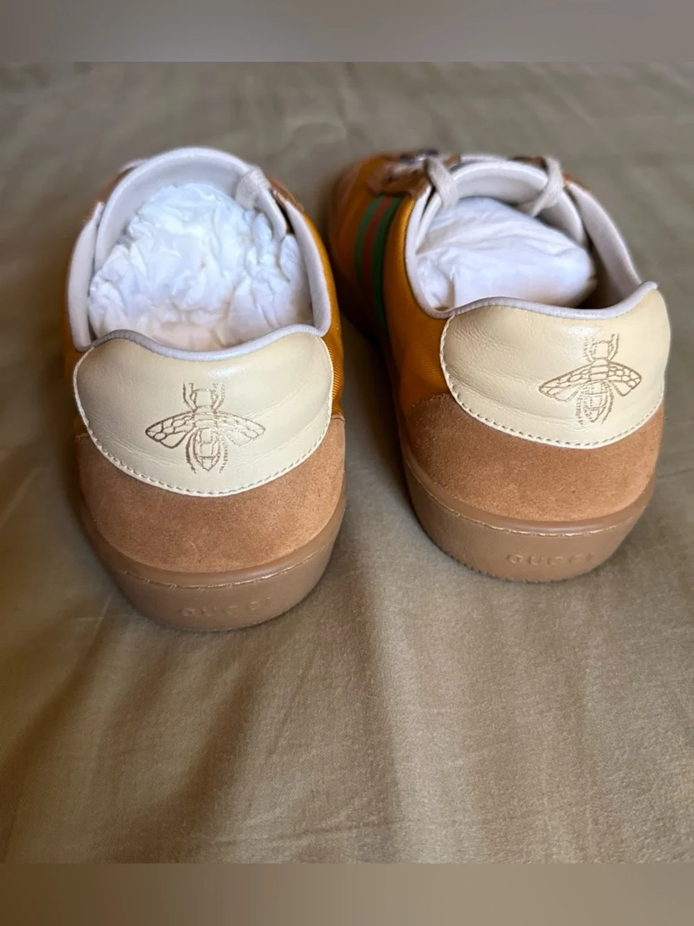 Gucci G74 Web Yellow Sneakers Men’s Size 8 Style 521682
